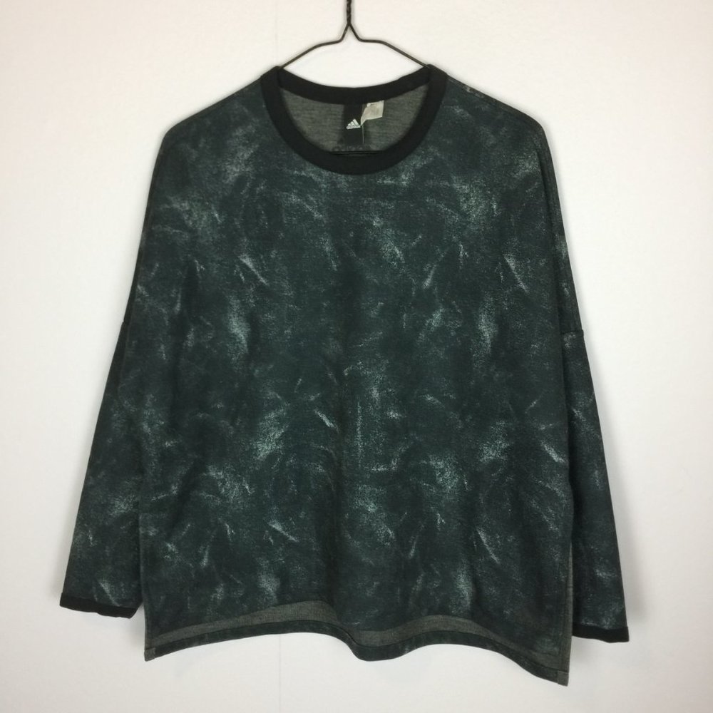 Like new! Adidas ID Sweatshirt L Black Gray Knit Tie Dye Side Slit Long Sleeve - Picture 5 of 11